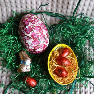Geschenkschachtel Osterei zum Befüllen "Pflaumenblüten" S