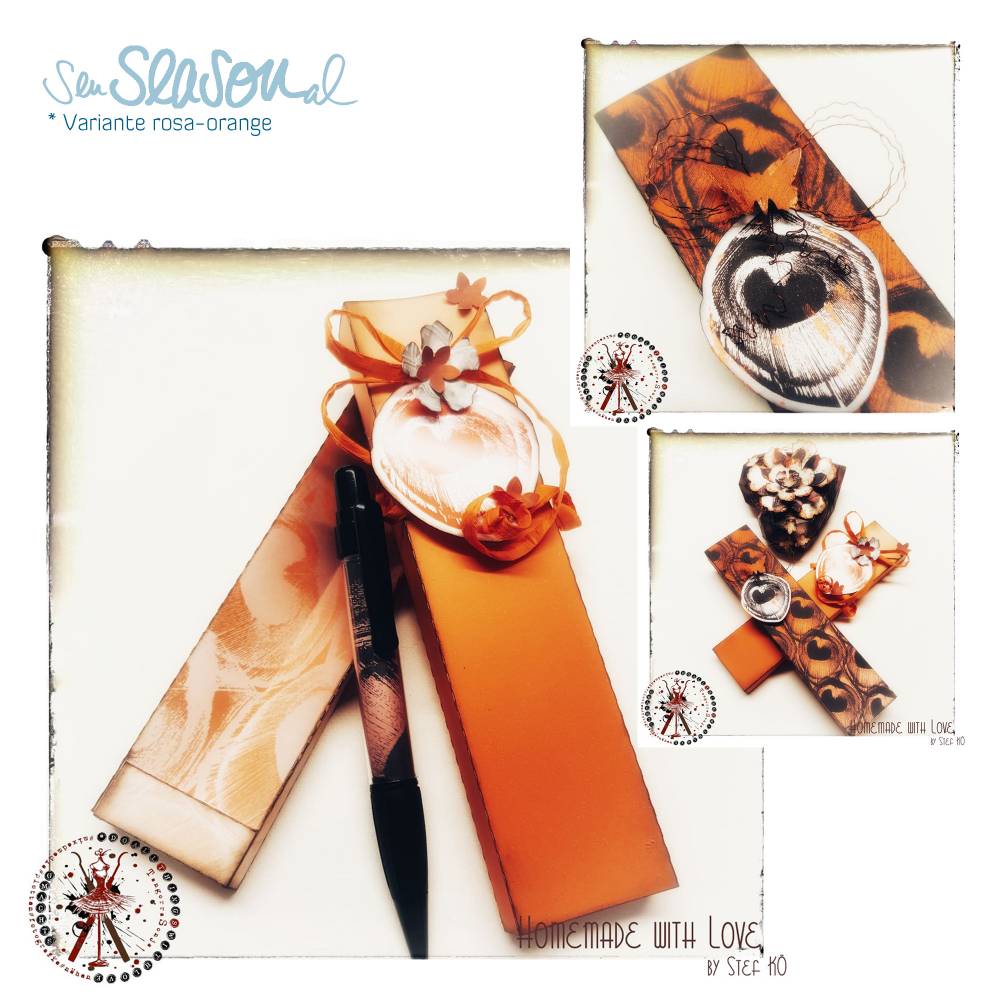 Digipapier Pfauenfeder mit Kupfer-Optik, Farbvariante Orange, Rosa, mit passendendem DigiStamp zum Sofortdownload Bild 2