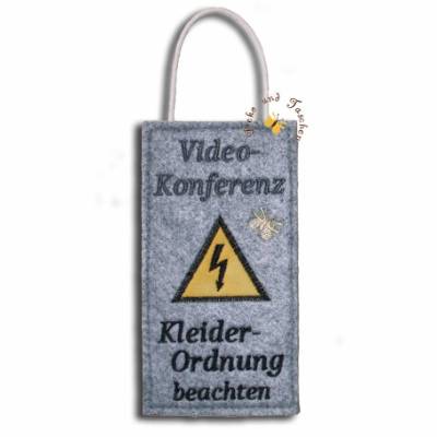 Bestickter Door-Hanger Türschild Türhänger Homeoffice Video Konferenz Kleiderordnung witzige Geschenkideen
