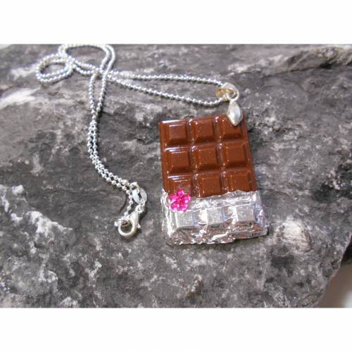 Tafel Schokolade Halskette  925 er Kugelkette kawaii sweet 