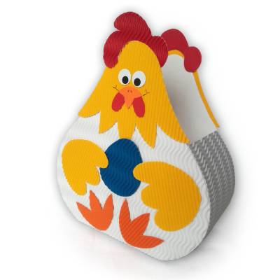 Henne mit Ei - Osternest, Osterkörbchen oder Frühlingsdeko, Osternest aus Wellpappe, Verpackung für Geschenke