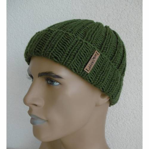 Klassische Fischermütze Seemannsmütze Beanie  - Olivgrün