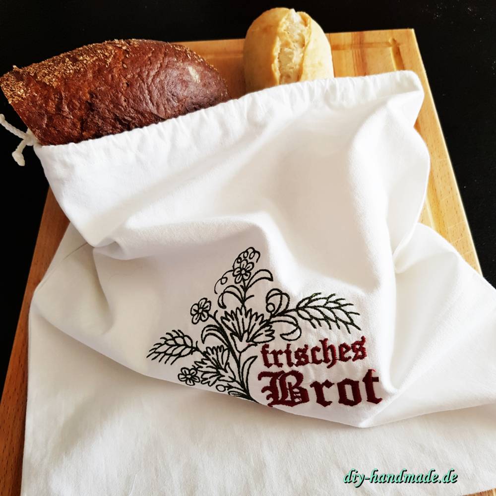 Brotbeutel wie bei Oma – Stoffbeutel aus Baumwolle für Brot und Brötchen, Unikat, 34 x 38 cm Bild 1