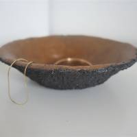 Handgemachte Dekoschale aus Ton Industrial Design | Schüssel grau gold | runde Schale zur Wohnzimmerdeko | Dekoteller al