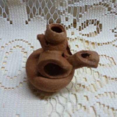 Vintage Miniatur Keramik Vogelpfeife Ton