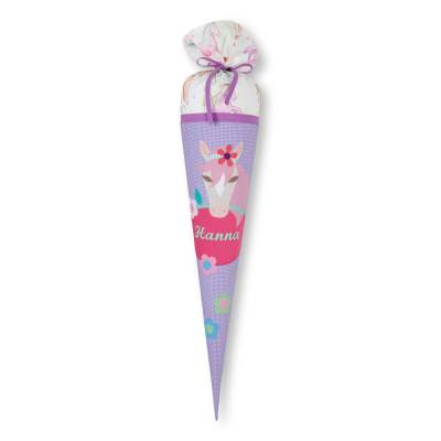 Schultüte Mädchen, Stoffschultüte Pferd, Schultüte aus Stoff, Schultüte mit Namen