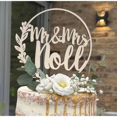 Holz Cake Topper Hochzeit personalisiert – Dein individueller Pappelsperrholz Kuchenstecker