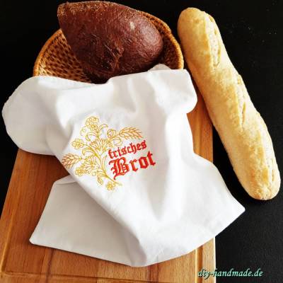 Nostalgischer Brotbeutel aus Baumwolle – Wiederverwendbarer Stoffbeutel für Brot & Brötchen, Unikat, 38 x 36 cm