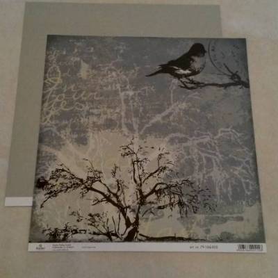 Scrapbookingpapier - Vogel mit Baum