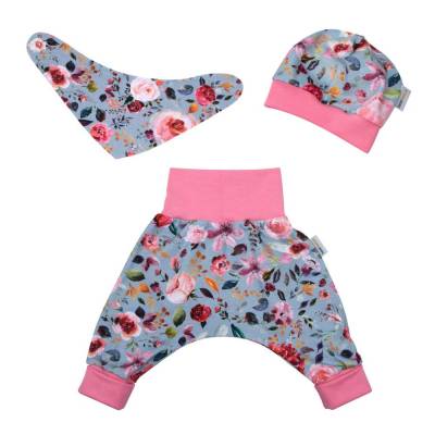 Baby Frühchen Mädchen Set Pumphose-Mütze-Tuch "Rosentraum" ab Gr. 38-40 Geschenk Geburt