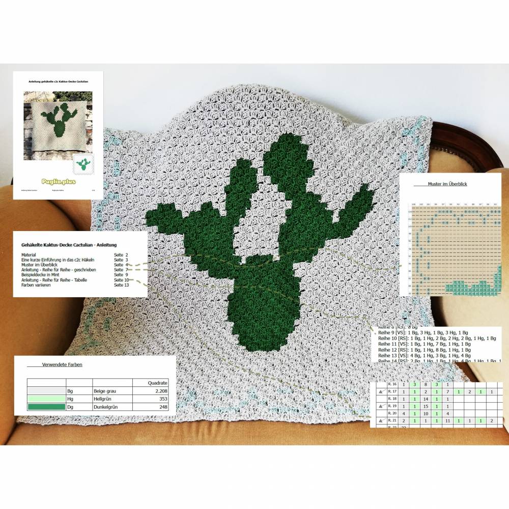 C2C Anleitung Kaktusdecke Cactulian, häkeln Bild 5