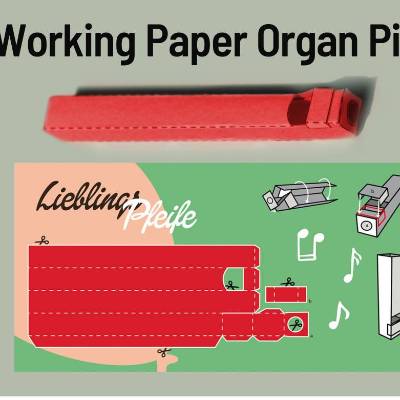 Postkarte mit funktionierender Pfeife als Bausatz - Orgelpfeife aus Papier, Papierorgel DIY - Lieblingspfeife