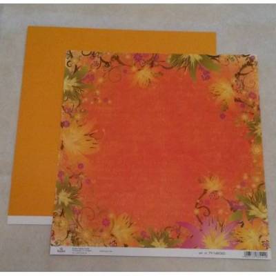 Scrapbookingpapier - Blumen orange