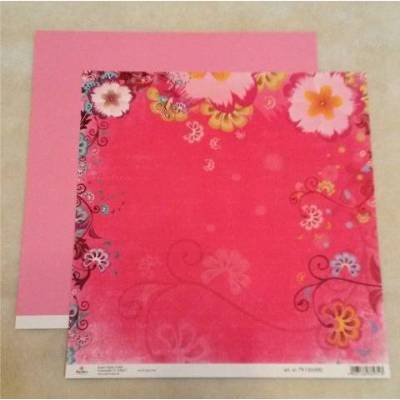 Scrapbookingpapier - Blumen rosa