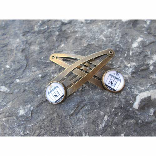 Bronze   Haarklammern Vogelkäfig  cabochon 