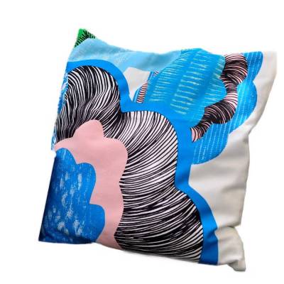 Maritimer bunter Kissenbezug 50x50 cm aus Canvastoff – Unikat für drinnen & draußen