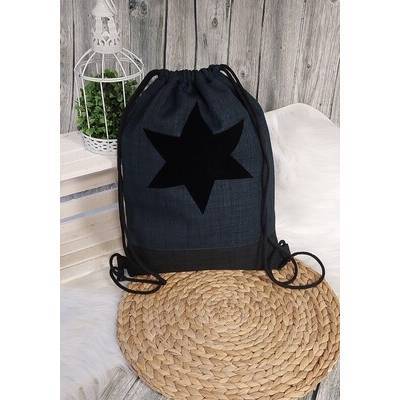 Turnbeutel S (Farbbeispiel navy), Aufdruck Stern EINZELSTÜCK, Sporttasche aus Polstercanvas