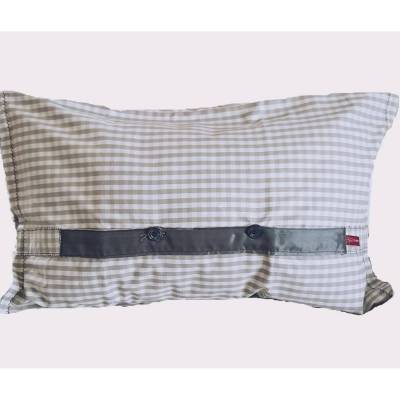 Kissen 65x40 cm grau weiß kariert mit dekorativer Knopfleiste – Unikat Kissenbezug handmade