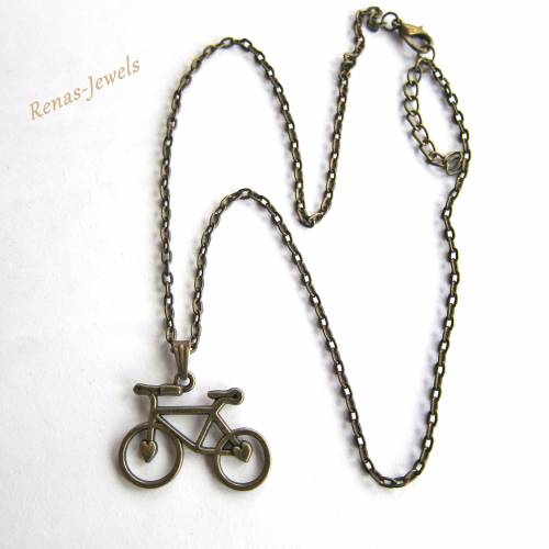 Herren Kette kurz mit Fahrrad Anhänger bronzefarben Männerkette