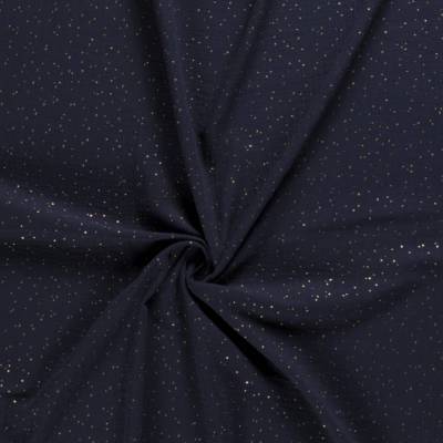 Musselin marine mit gold, Double Gauze Windelstoff, dunkelblau mit goldenen Punkten, Stoff Meterware
