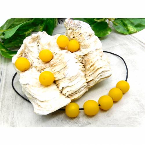 16 gelbe Resin Kunststoff Perlen - kräftig Gelb - 14,7mm - Bernsteinimitat - 16 Stück