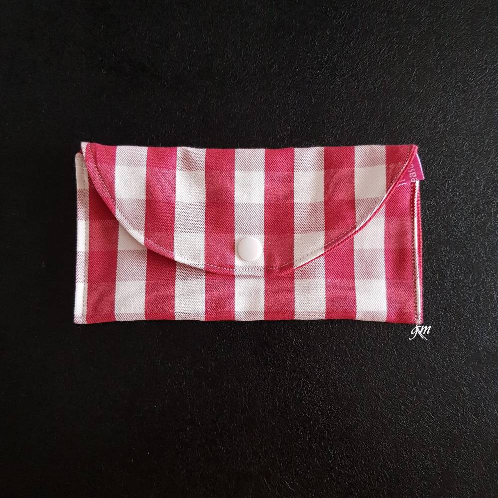 Kosmetiktasche Unikat rot-weiß-kariert – Etui für Slipeinlagen & Tampons, handgemacht Bild 1