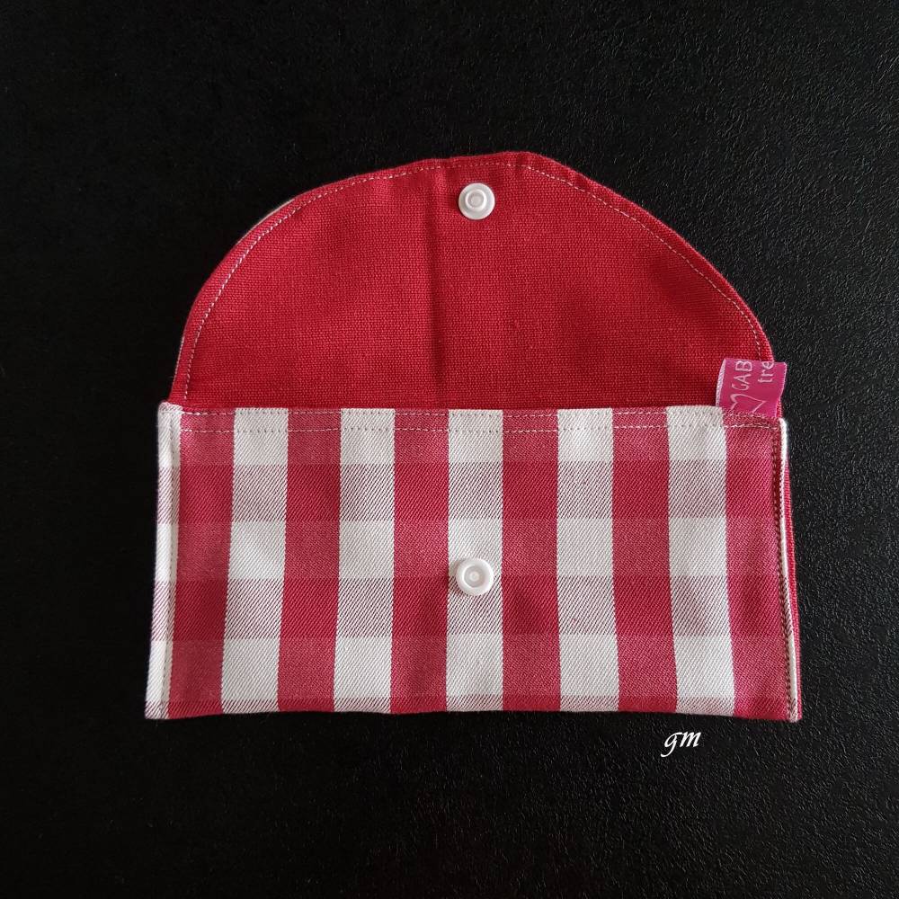 Kosmetiktasche Unikat rot-weiß-kariert – Etui für Slipeinlagen & Tampons, handgemacht Bild 2