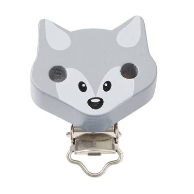 Schnullerketten-Clip Fuchs Grau