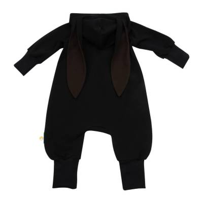 Baby Jungen Mädchen Unisex Overall Jumpsuit mit Hasenohren in schwarz Geschenk Ostern Fasching Stoffauswahl