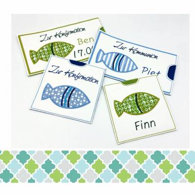 Hülle für Schokolade mit Geldfisch zur Kommunion/Konfirmation