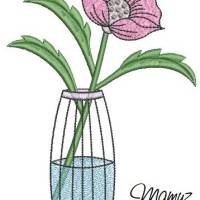 * Edle Vase mit Blume * Frühlingsdeko - Stickdatei 13x18 und 14x20 - Shabby chic