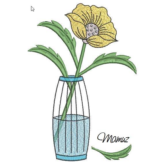 * Edle Vase mit Blume * Frühlingsdeko - Stickdatei 13x18 und 14x20 - Shabby chic Bild 3