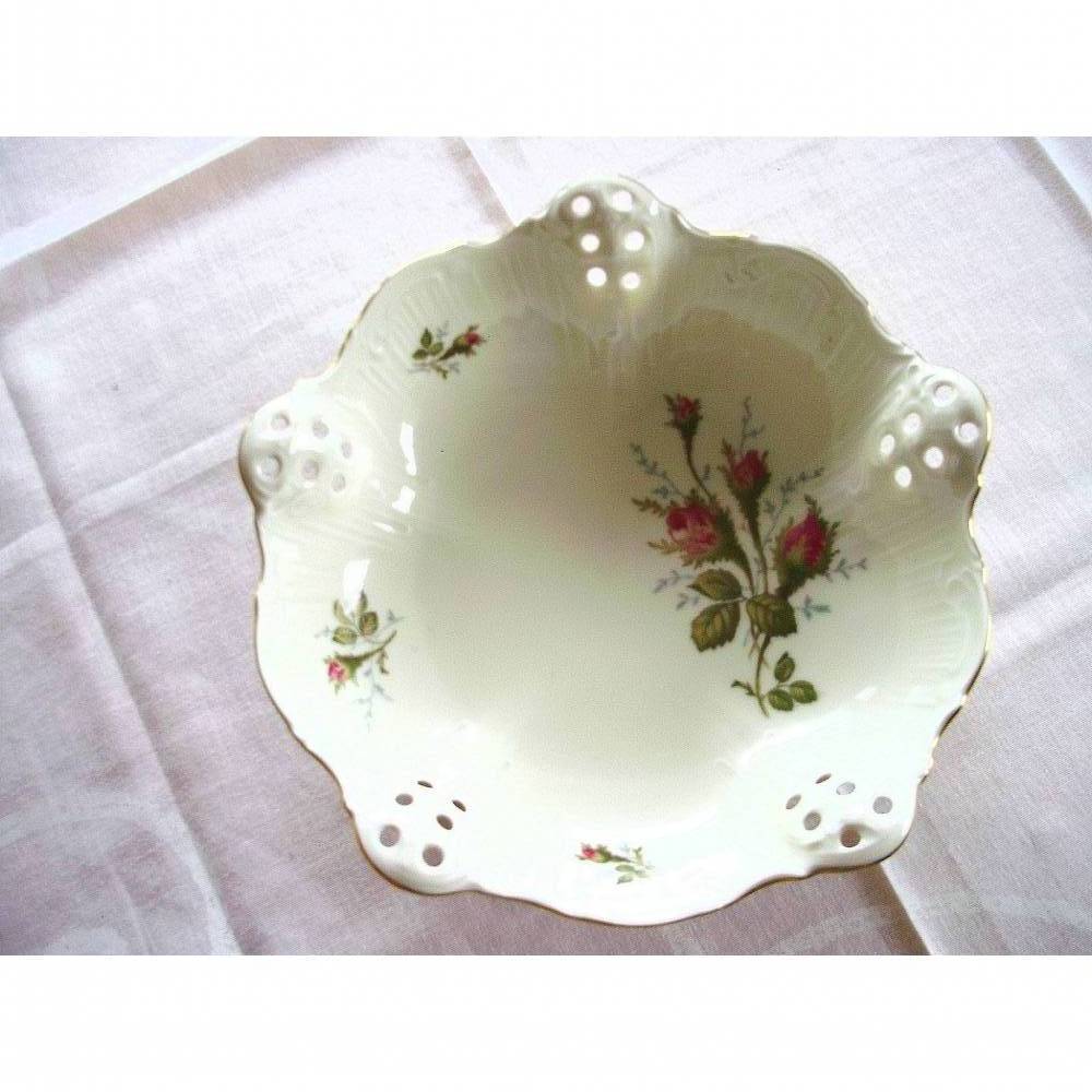 Vintage Konfektschale von Rosenthal Classic Rose Moosrose aus den 50er Jahren