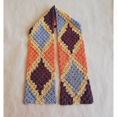 C2C Anleitung Rauten-Schal Ceramicandrea "Lagerfeuer am Strand"