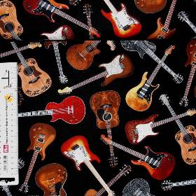 19,00 EUR/m Meterware Timeless Treasures Musik Gitarren US-Designerstoff Kissen Decken Taschen Accessoires Kleidung