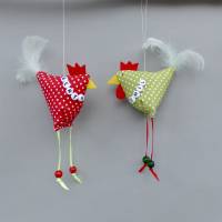 2 Hühner, 1 Hahn und 1 Henne,  mit Namen, individualisierbar, Osterdeko, Stoffhühner