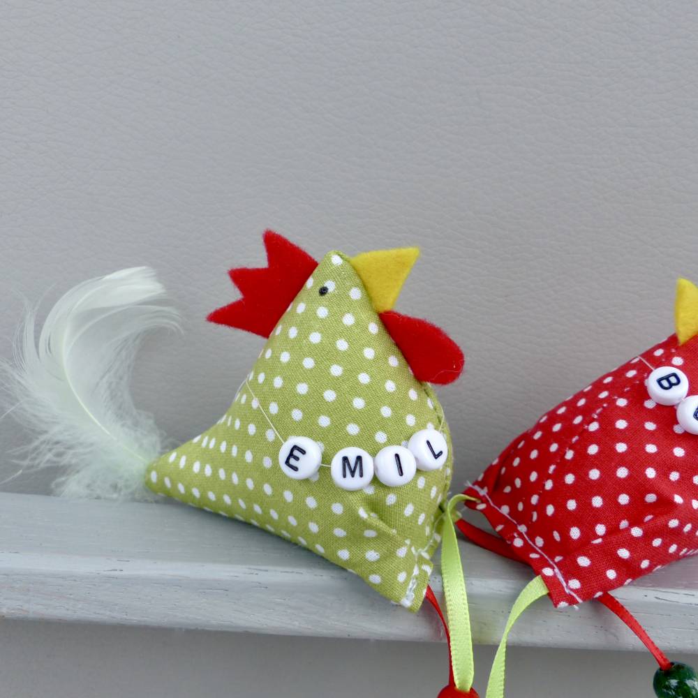 2 Hühner, 1 Hahn und 1 Henne,  mit Namen, individualisierbar, Osterdeko, Stoffhühner Bild 5