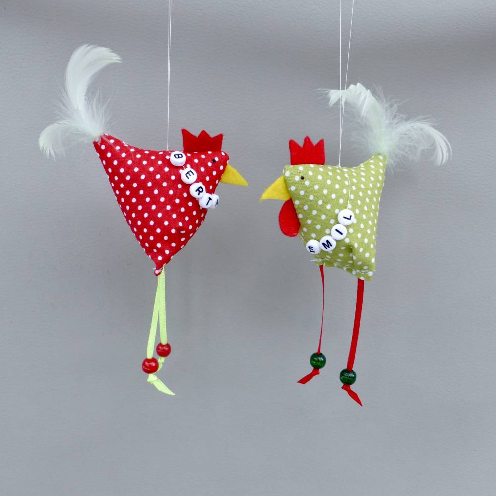 2 Hühner, 1 Hahn und 1 Henne,  mit Namen, individualisierbar, Osterdeko, Stoffhühner Bild 7