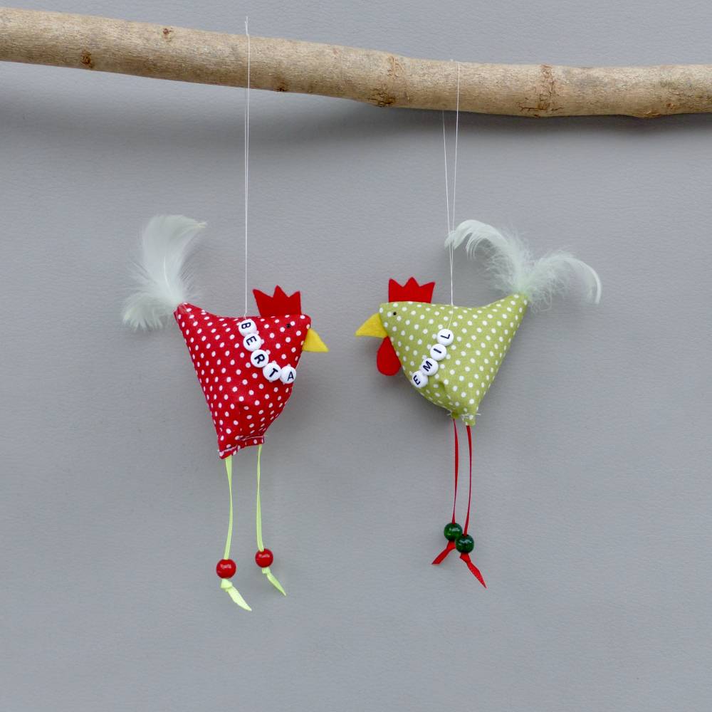 2 Hühner, 1 Hahn und 1 Henne,  mit Namen, individualisierbar, Osterdeko, Stoffhühner Bild 8