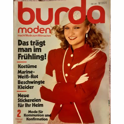 True Vintage Antik Nostalgie Burda 2/80 Schnittmuster Nähen Handarbeiten Anleitung 80 er