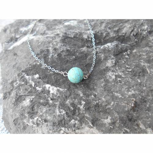 Naturstein Türkis Howlite  Perle  Halskette 