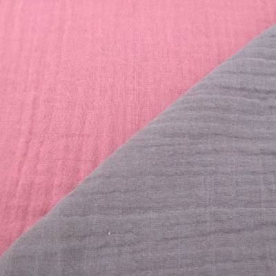 Musselin Double Gauze Baumwolle Double Face Grau/Alt Rosa (1m/13,00 €)