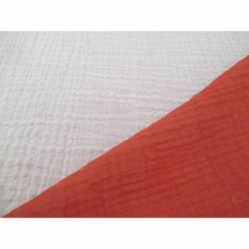 Musselin Double Gauze Baumwolle Double Face Creme/Terra (1m/13,00 €)