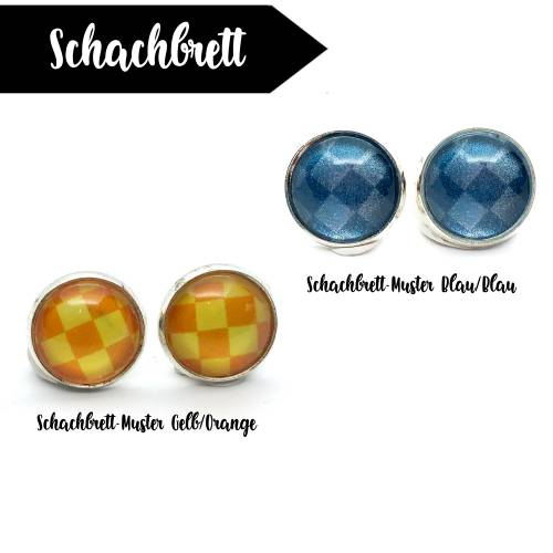 Schachbrett-Muster Ohrstecker