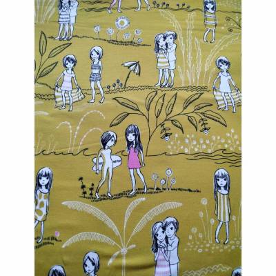 Baumwolljersey Sommermädchen, lillestoff, susalabim, gelb, 0,50 x 1,45m, Organic Cotton & Spandex