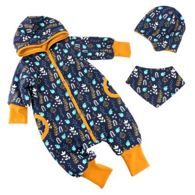 Baby Jungen Overall Jumpsuit LYBSTES "Pflanzentraum" Geschenk Geburt Übergangszeit Winter Stoffauswahl 