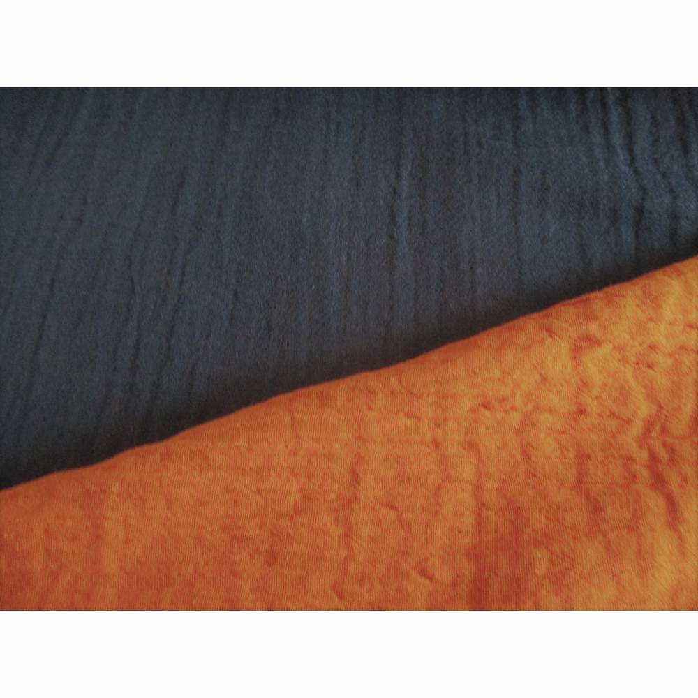 Musselin Double Gauze Baumwolle Double Face Rostbraun/Navy (1m/13,00 €) Bild 1