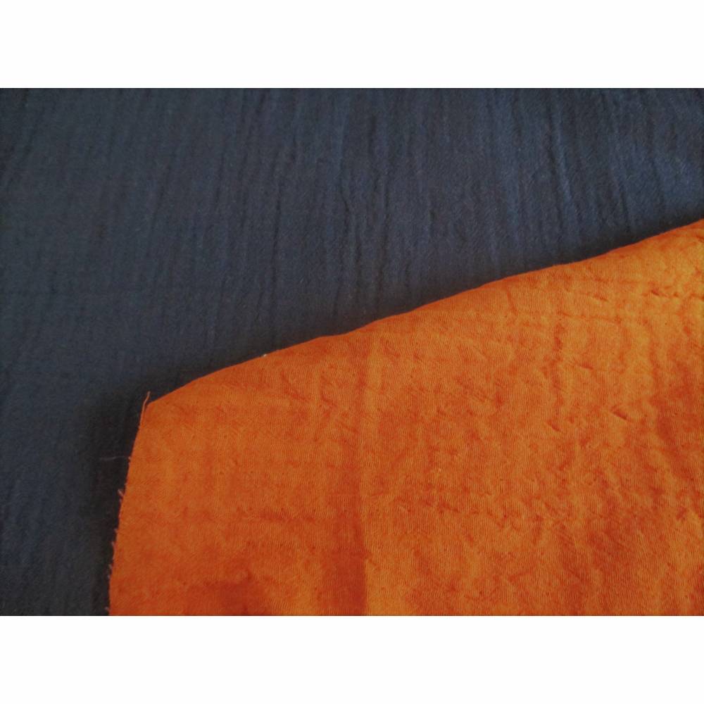 Musselin Double Gauze Baumwolle Double Face Rostbraun/Navy (1m/13,00 €) Bild 2