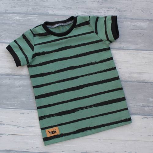 Kurzarm-Oberteil Jersey Stripes dusty mint Größe 92