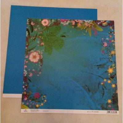 Scrapbookingpapier - Blumen blau